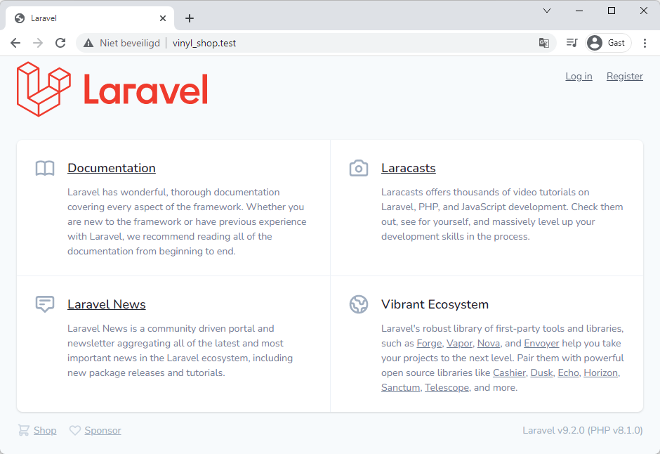 Laravel home page