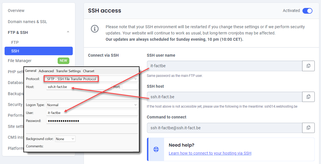 SSH settings